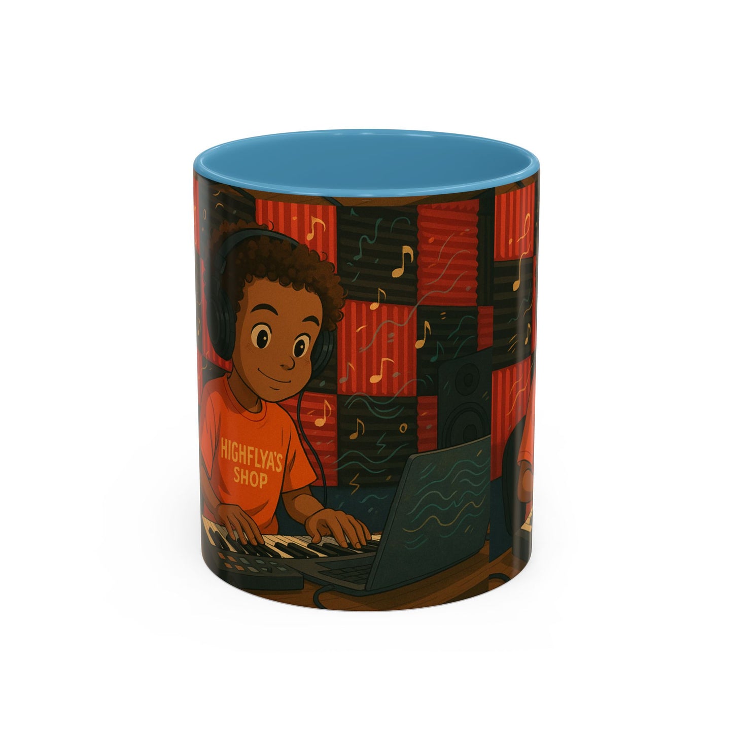 Musical Vibes Accent Coffee Mug - Perfect Gift for Music Lovers, Studio Enthusiasts, and Creative Minds, Personalized Drinkware