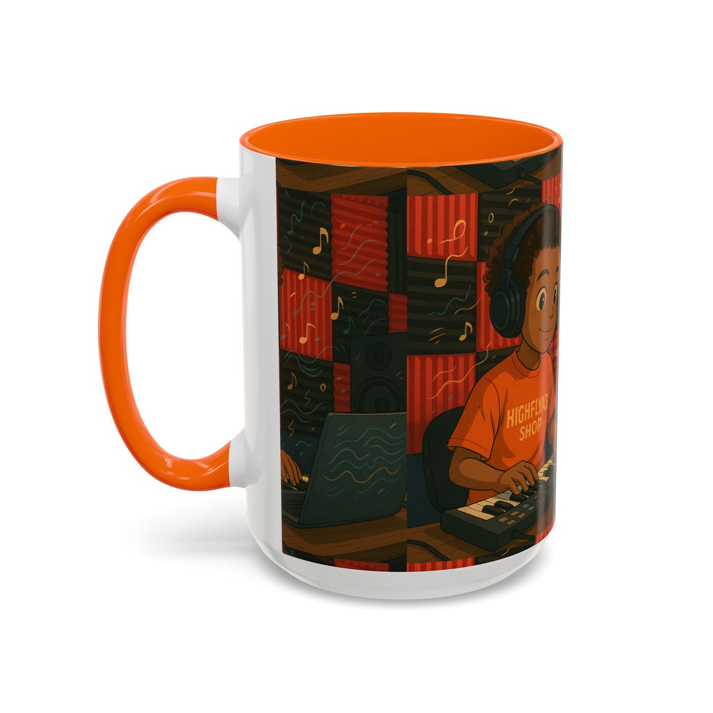 Musical Vibes Accent Coffee Mug - Perfect Gift for Music Lovers, Studio Enthusiasts, and Creative Minds, Personalized Drinkware