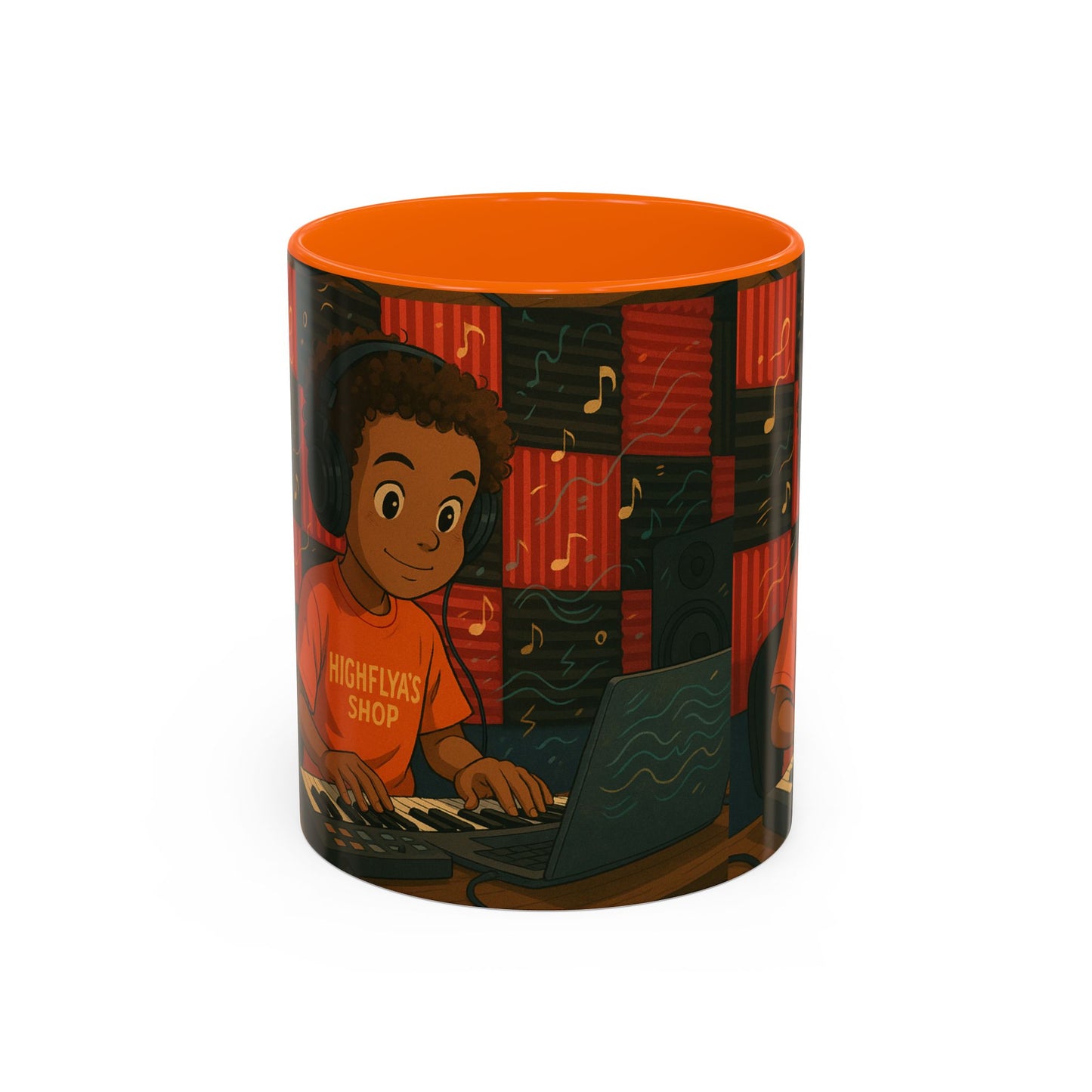 Musical Vibes Accent Coffee Mug - Perfect Gift for Music Lovers, Studio Enthusiasts, and Creative Minds, Personalized Drinkware