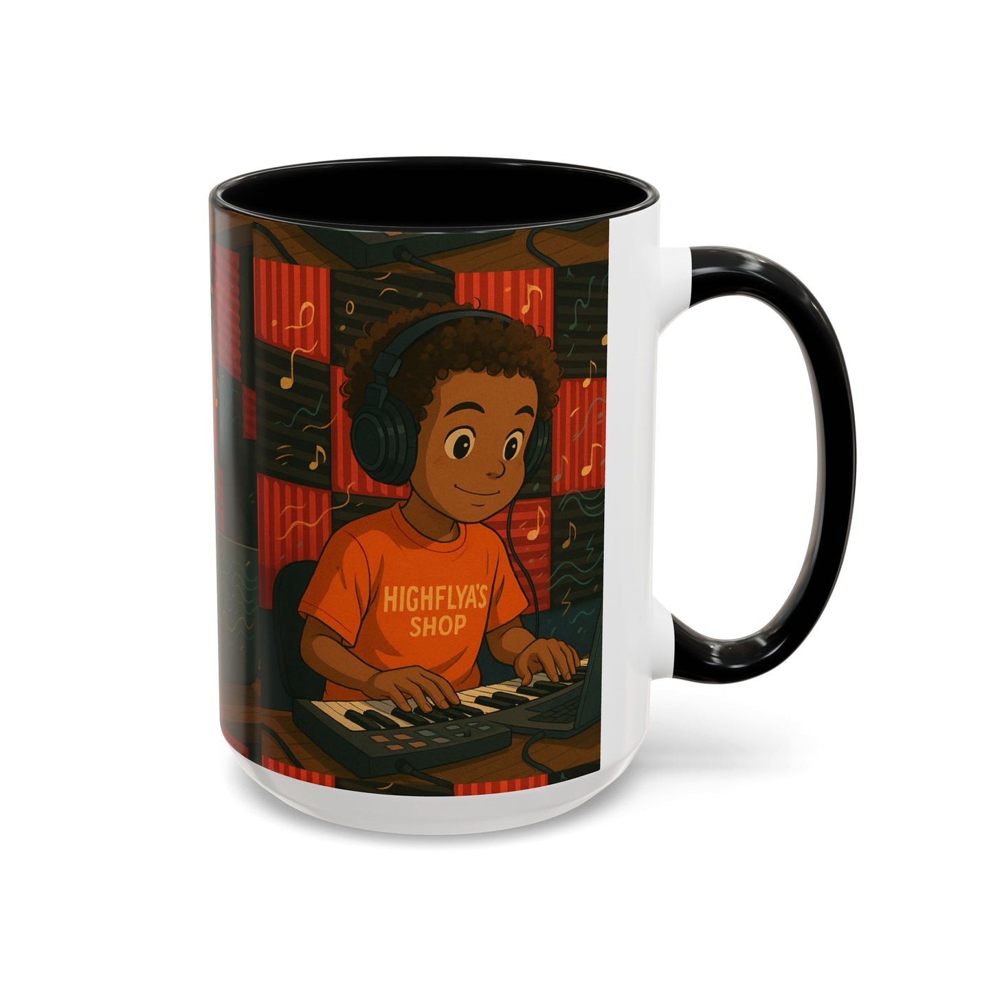 Musical Vibes Accent Coffee Mug - Perfect Gift for Music Lovers, Studio Enthusiasts, and Creative Minds, Personalized Drinkware