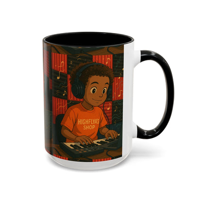Musical Vibes Accent Coffee Mug - Perfect Gift for Music Lovers, Studio Enthusiasts, and Creative Minds, Personalized Drinkware